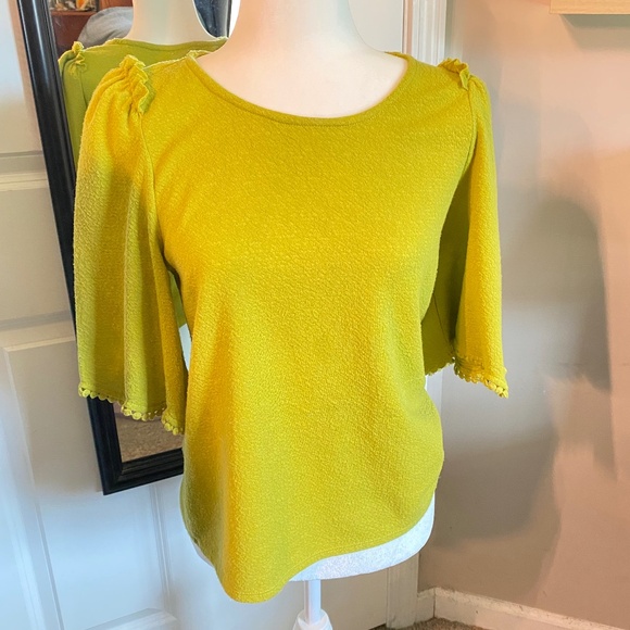 Anthropologie Sunday in Brooklyn Yellow Short Sleeve Blouse - Picture 1 of 7